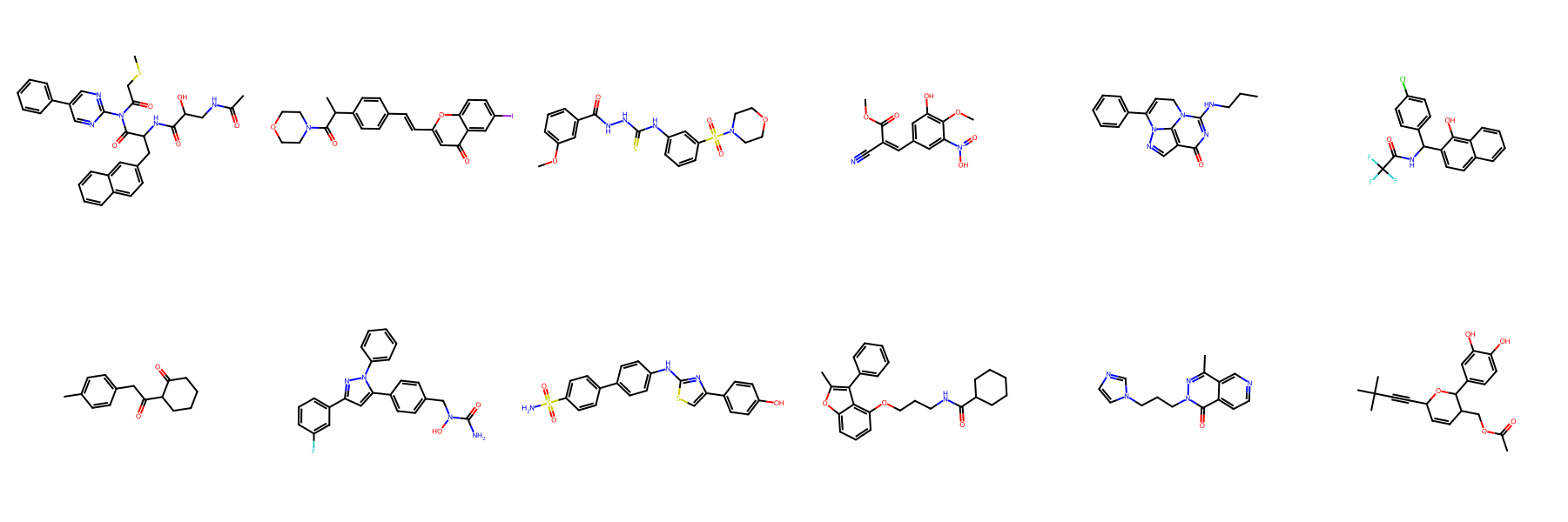FragFM-generated molecules on GuacaMol