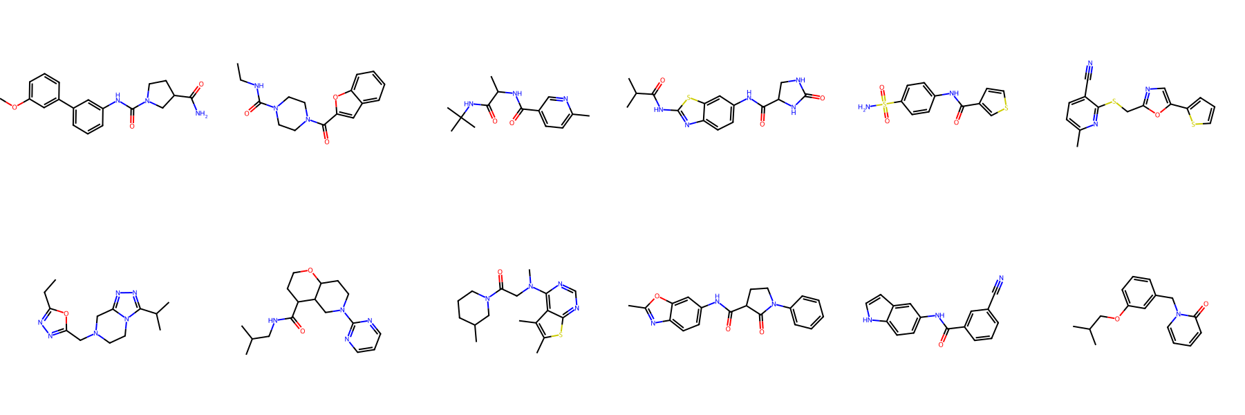 FragFM-generated molecules on MOSES (drug-like small molecules)